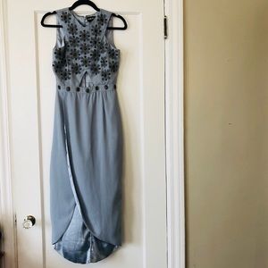 Blue-Grey sequined cutout dress Virgos Lounge